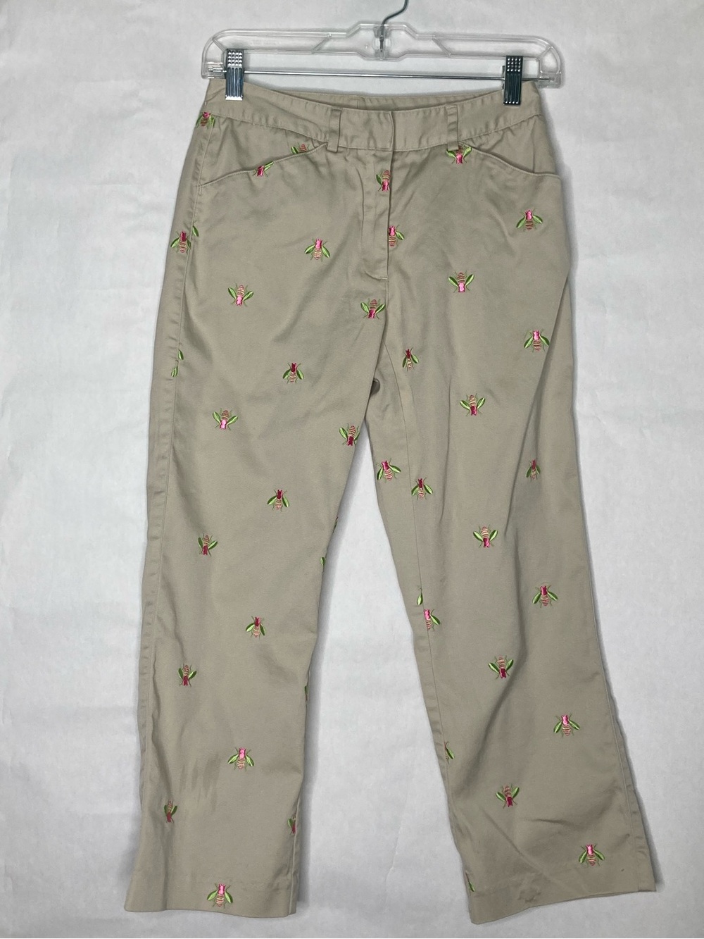 Lilly Pulitzer Vintage Pants Crop Embroidered Size 0 Bees Honeybee Bumblebee